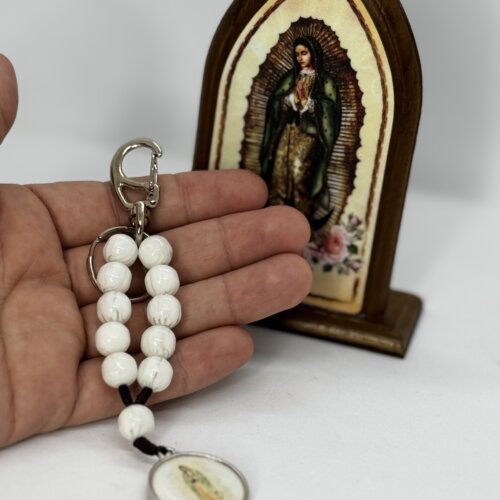 Llavero Blanco Virgen de Guadalupe